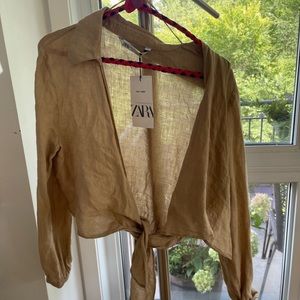 Zara linen tie top